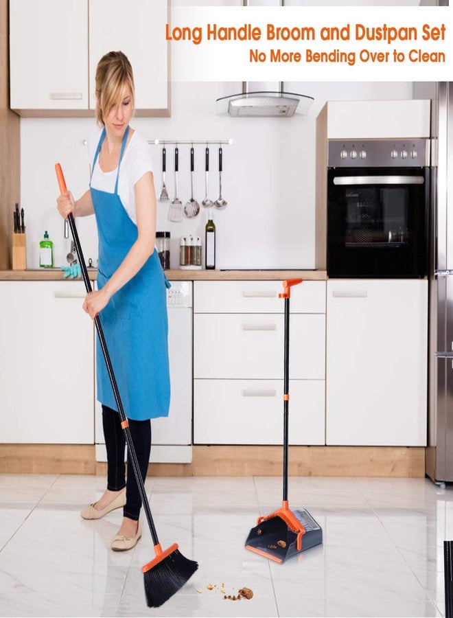 LEAVINSKY Broom and Dustpan Set, Broom Dustpan with 52" Long Handle, Comb Teeth and Rubber Lip Design, Upright Broom and Dustpan Set for Home Kitchen Room Office Lobby Floor Use - Image 3